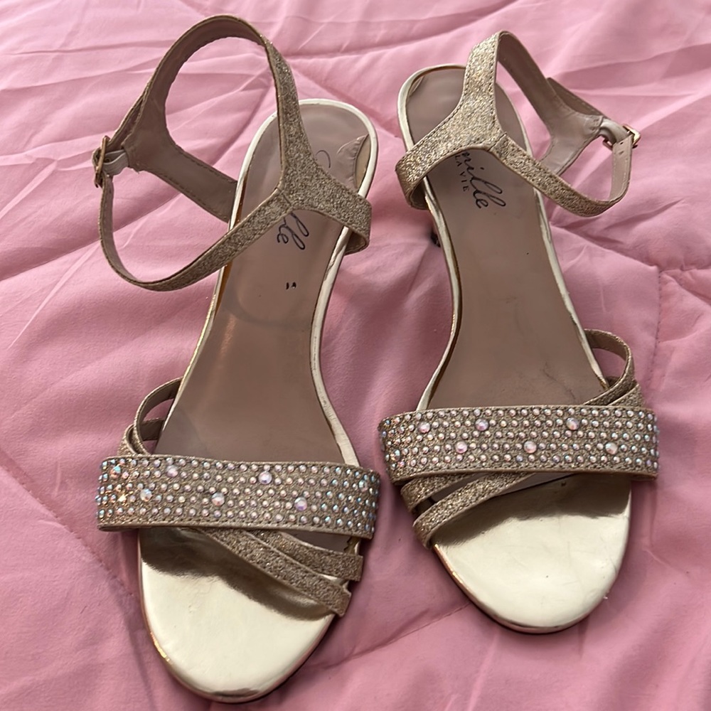 Gold high heels